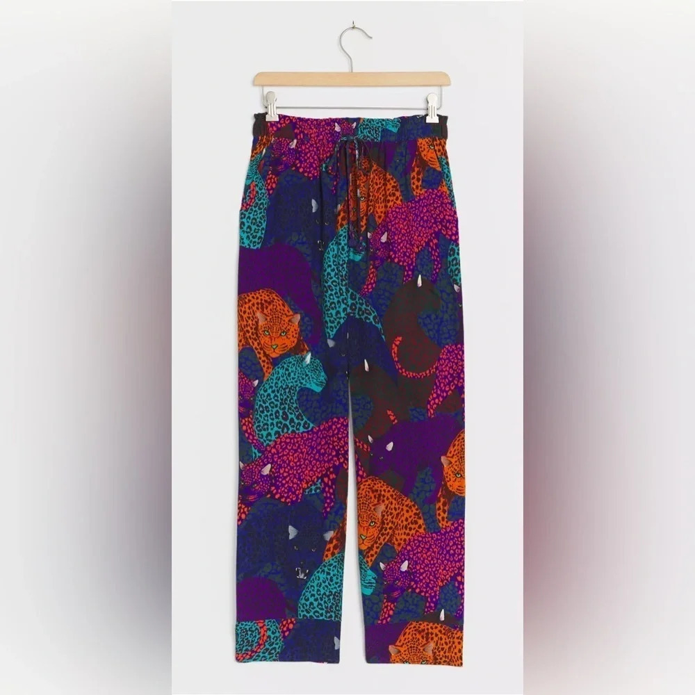 FARM RIO BADDIE Whimsigoth Animalia Sami Wildcat Trousers XS Elastic Waist NWT
